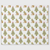 Aquarell-Preppy-Leopard-Weihnachtsbaum Geschenkpapier (Flach)