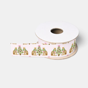 Aquarell-Preppy-Leopard-Weihnachtsbaum Ripsband