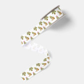 Aquarell-Preppy-Leopard-Weihnachtsbaum Ripsband (Rückseite)