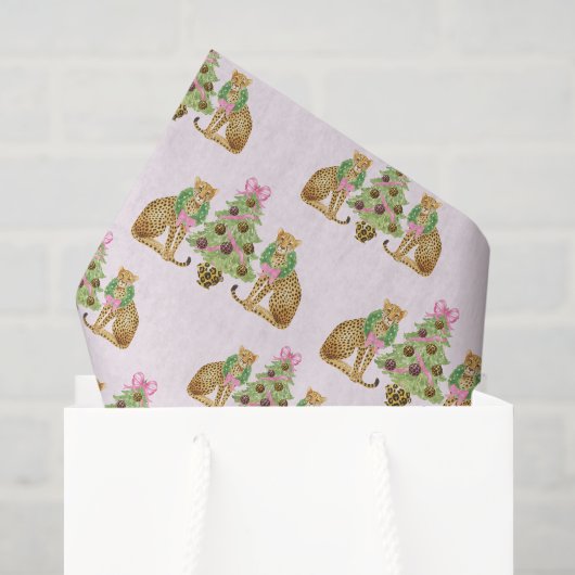 Aquarell-Preppy-Leopard-Weihnachtsbaum Seidenpapier (Geschenktüte)