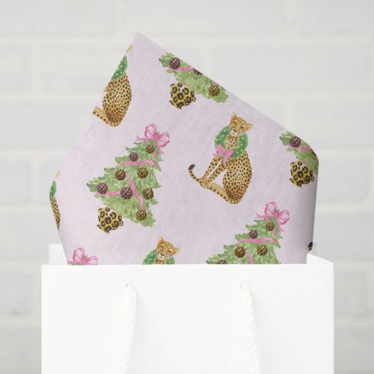 Aquarell Preppy Leopard Weihnachtsbaum Seidenpapier (Geschenktüte)