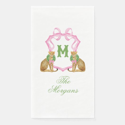 Aquarell-Preppy-Leopard-Weihnachtsbaum Serviette (Vorderseite)