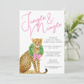 Aquarell-Preppy-Leopard-Weihnachtsfeier Einladung (Stehend Vorderseite)