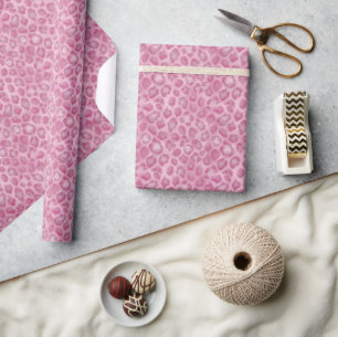 Aquarell Preppy Rosa Leopardenprint Geschenkpapier