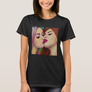 Aquarell Pride Zwei Frauen küssen sich T-Shirt
