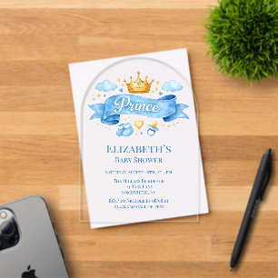 Aquarell Prinz Baby Boy Babyparty Acryleinladungen