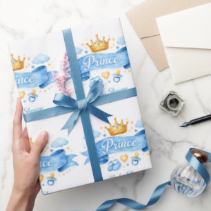 Aquarell Prinz Baby Boy Babyparty Geschenkpapier