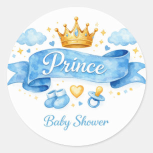 Aquarell Prinz Baby Boy Babyparty Runder Aufkleber