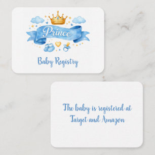 Aquarell Prinzen Baby-Party Baby-Registry Begleitkarte