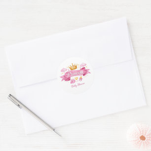 Aquarell Prinzessin Rosa Mädchen Baby-Party Runder Aufkleber