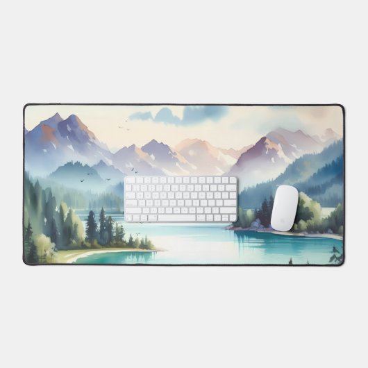 Aquarell Pristiner Seen in den Bergen Schreibtischunterlage (Tastatur & Maus)