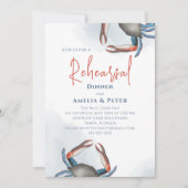 Aquarell Probe Dinner Blue Crab QR Code Sea Einladung (Vorderseite)