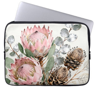 Aquarell-Protea-Eukalyptus-Arrangement Laptopschutzhülle