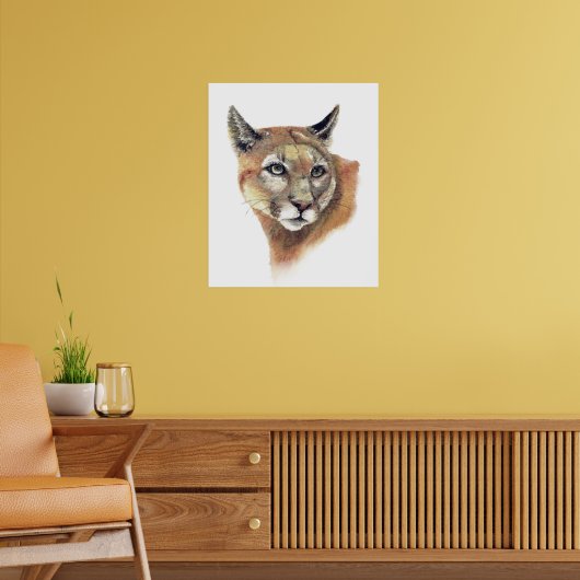 Aquarell Puma Berglöwe Tierkunst Poster (Wohnzimmer 2)