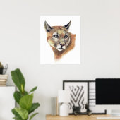 Aquarell Puma Berglöwe Tierkunst Poster (Heimbüro)