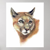 Aquarell Puma Berglöwe Tierkunst Poster (Vorne)