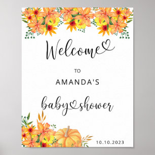 Aquarell PUMPKIN Baby Dusche Empfang Poster