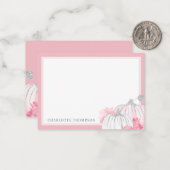 Aquarell Pumpkin Glitzer Rosa Rosa Silber Mitteilungskarte (Vorderseite/Rückseite Beispiel)