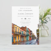 Aquarell-QR-Code-Hochzeit in New Orleans Einladung (Stehend Vorderseite)