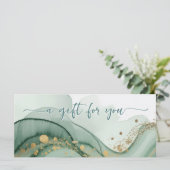 Aquarell-QR-Code Salbeigrün Gold Geschenkgutschein (Stehend Vorderseite)