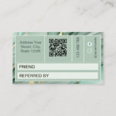 Aquarell-QR-Code Salbeigrün Gold Treuekarte (Rückseite)