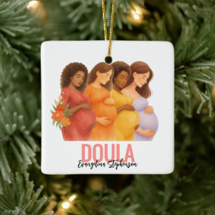 Aquarell-QR-Logo-DOULA-Geschenk für Kunden Keramikornament