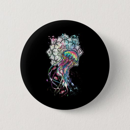 Aquarell Quallen Chakra Meer Tier Yoga Boho A Button (Vorderseite)