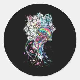 Aquarell Quallen Chakra Meerestiere Yoga Boho Runder Aufkleber
