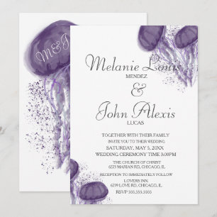 Aquarell-Quallen-Splash-Art-Aquatic-Hochzeit Einladung