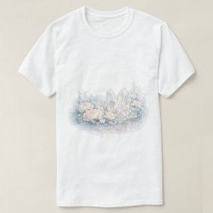 Aquarell-Quarzkristalle Pastell-Pfingstrosen Flora T-Shirt