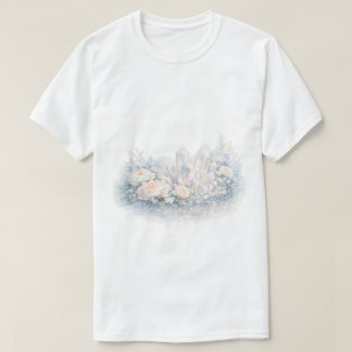 Aquarell-Quarzkristalle Pastell-Pfingstrosen Flora T-Shirt