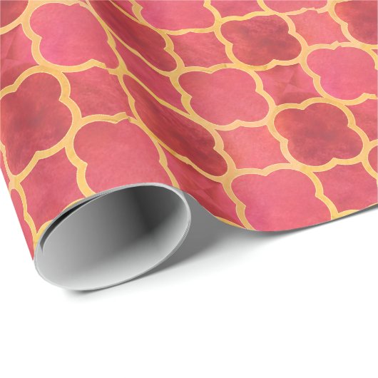 Aquarell Quatrefoil Geschenkpapier (Rolleneckpunkt)