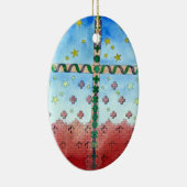 Aquarell-Querweihnachtsverzierung Keramikornament (Rechts)