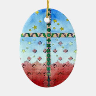 Aquarell-Querweihnachtsverzierung Keramikornament