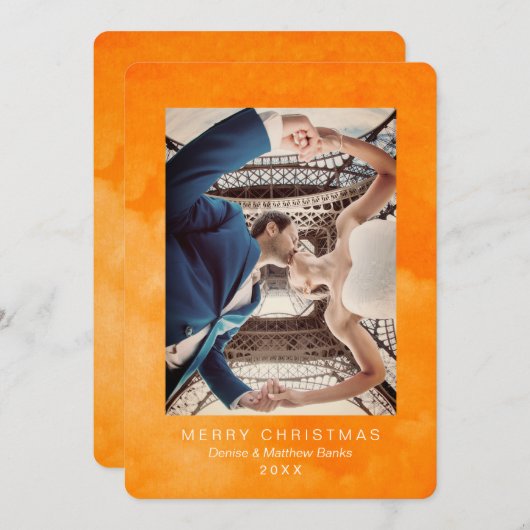 Aquarell-Quetzal-grobe orange Weihnachtskarte Einladung (Vorne/Hinten)