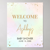 Aquarell Rainbow Baby Dusche Willkommen Poster (Vorne)