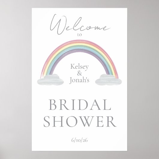 Aquarell Rainbow Baby Dusche Willkommenspender Poster (Vorne)