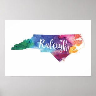 Aquarell Raleigh, North Carolina Poster