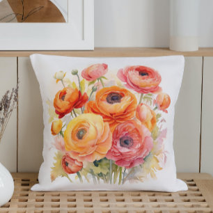 Aquarell-Ranunculus-Rhapsodie Kissen