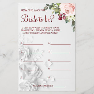 Aquarell-Ratspielkarte für das Duschspiel: Errate, Flyer