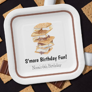 Aquarell Realistic S'mores 6. Geburtstag Pappteller
