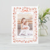 Aquarell Red Berry Frame 2 Foto Weihnachten (Stehend Vorderseite)