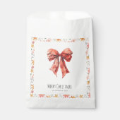 Aquarell Red Bow Coquette Minimalistisch Weihnacht Geschenktütchen (Vorderseite)