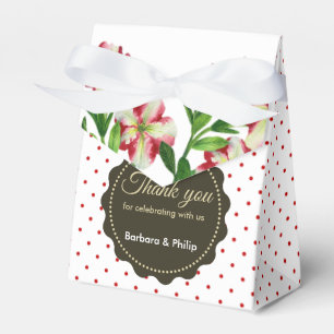 Aquarell Red Petunias Red White Polka Dots Geschenkschachtel