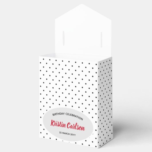 Aquarell Red Petunias Schwarz-weiß Polka Dots Geschenkschachtel (Geöffnet)