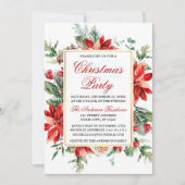 Aquarell Red Poinsettia Blumenweihnachtsgebäck Par Einladung (Vorderseite)