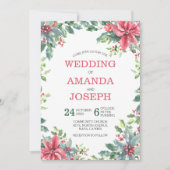 Aquarell Red Poinsettia Blumenzwiebeln Einladung (Vorderseite)