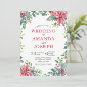 Aquarell Red Poinsettia Blumenzwiebeln Einladung (Stehend Vorderseite)