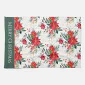 Aquarell Red Poinsettia Bouquet Weihnachten Geschirrtuch (Horizontal)