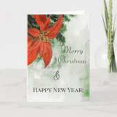 Aquarell Red Poinsettia Frohe Weihnachten Karte (Vorderseite)